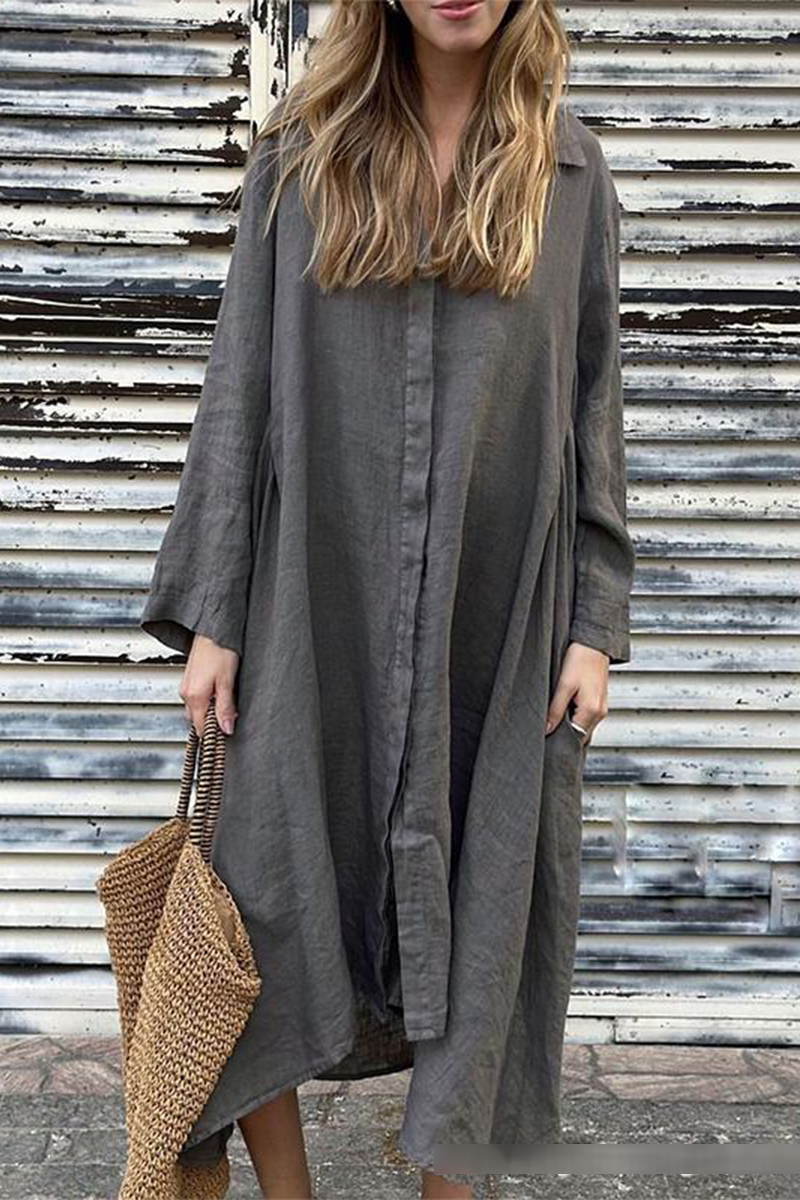 Leire | Casual shirt dresses with pocket turn-down collars