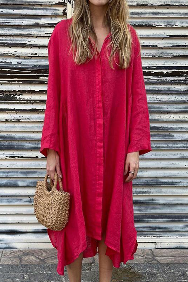 Leire | Casual shirt dresses with pocket turn-down collars