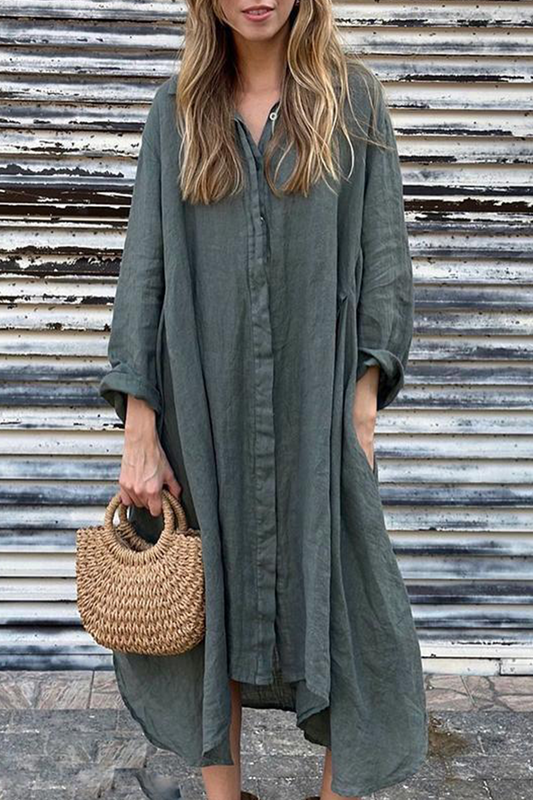 Leire | Casual shirt dresses with pocket turn-down collars