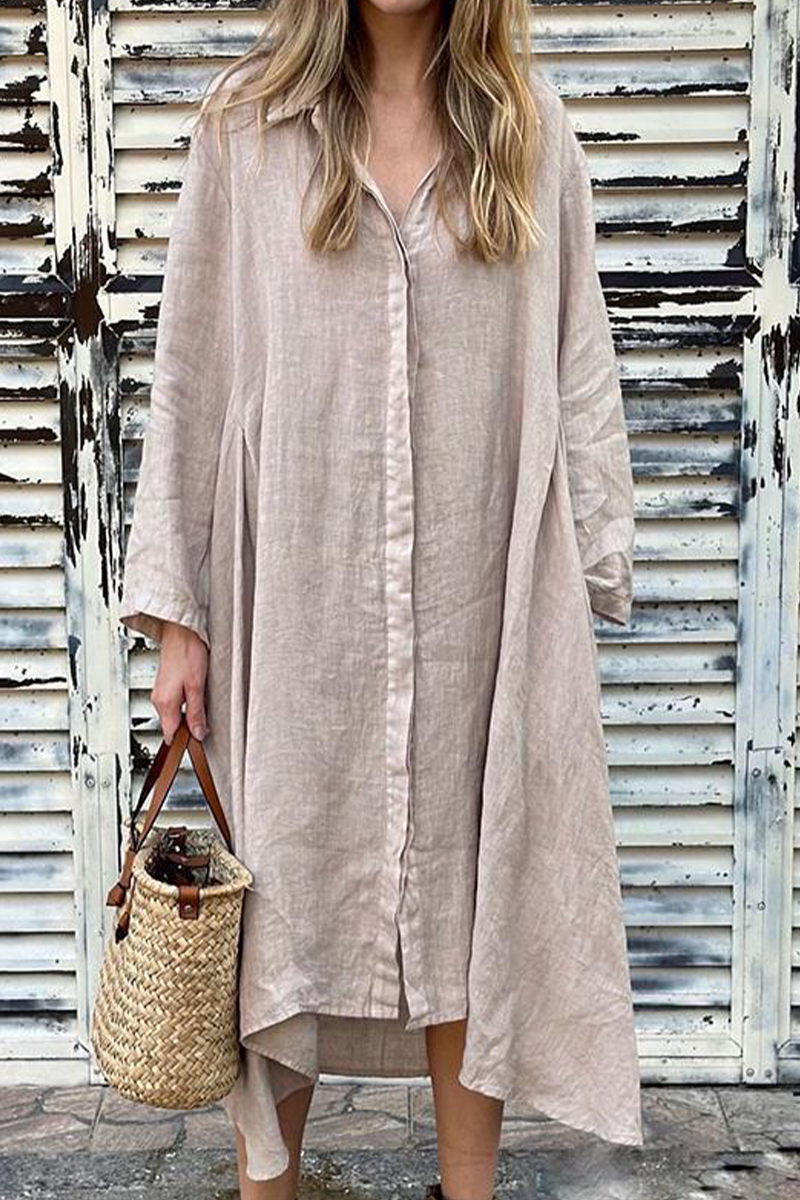 Leire | Casual shirt dresses with pocket turn-down collars