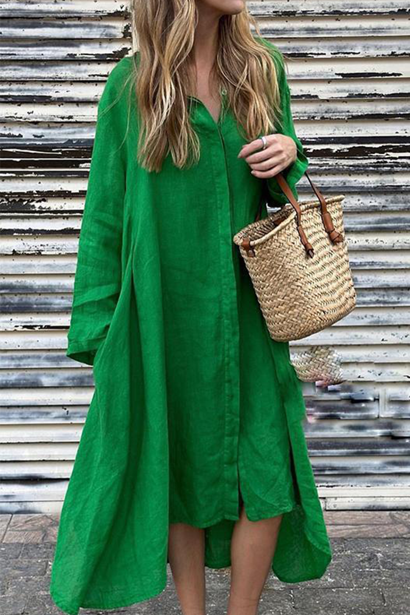 Leire | Casual shirt dresses with pocket turn-down collars