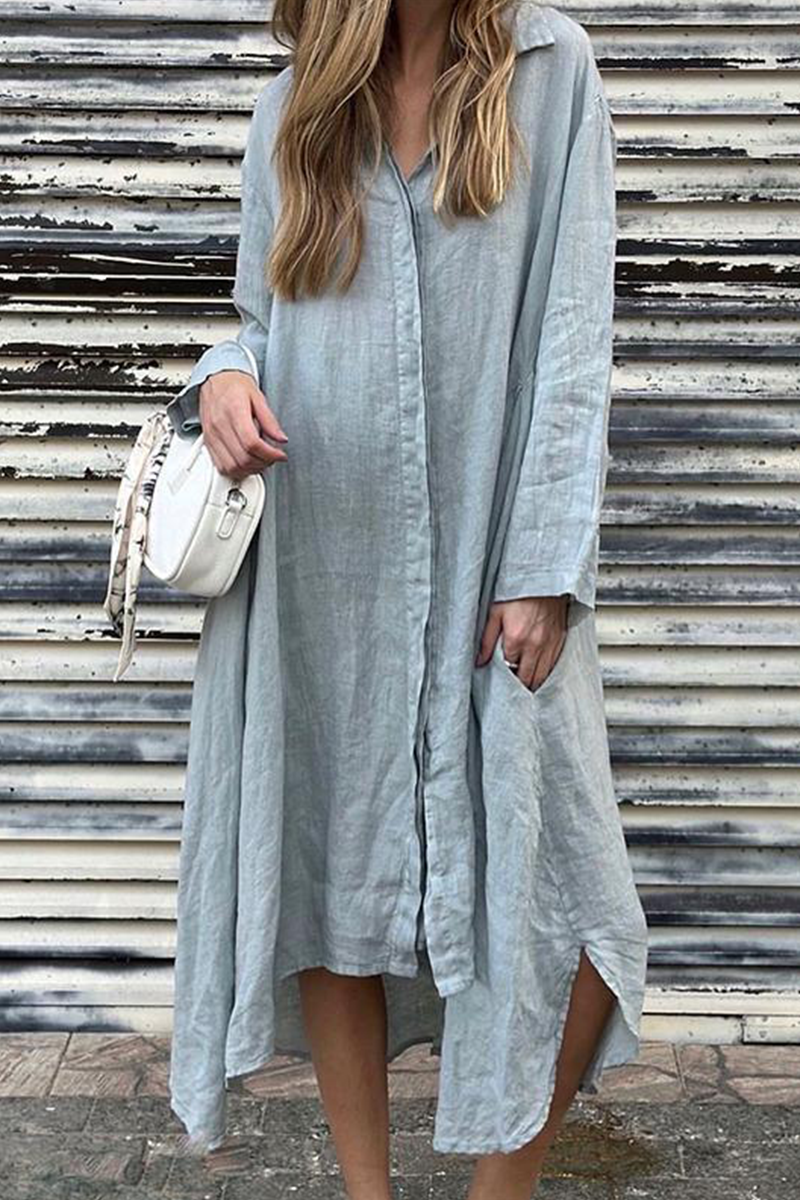 Leire | Casual shirt dresses with pocket turn-down collars