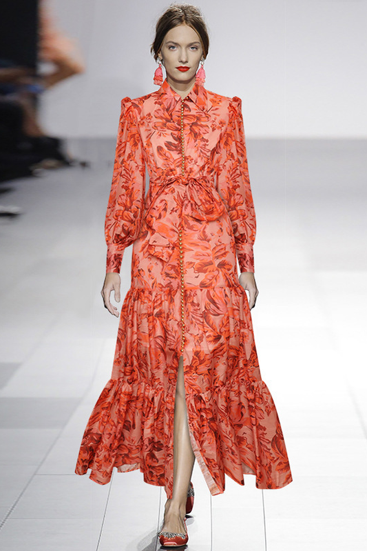 Silvia® | Maxi Dress With Balloon Sleeves And Print