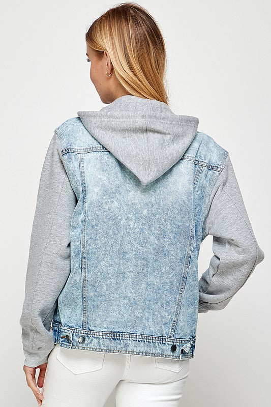 Aneta | Women's denim jacket with fleece hoodies
