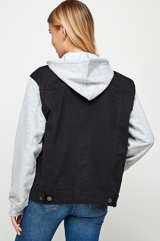 Aneta | Women's denim jacket with fleece hoodies