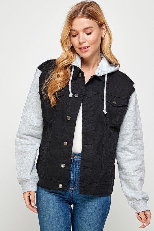 Aneta | Women's denim jacket with fleece hoodies