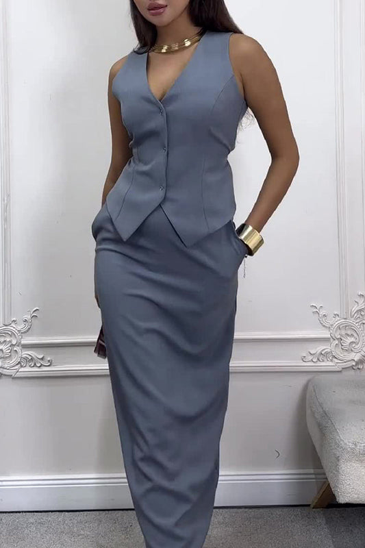 Daniela® | Elegant Sleeveless Top And Maxi Skirt Set