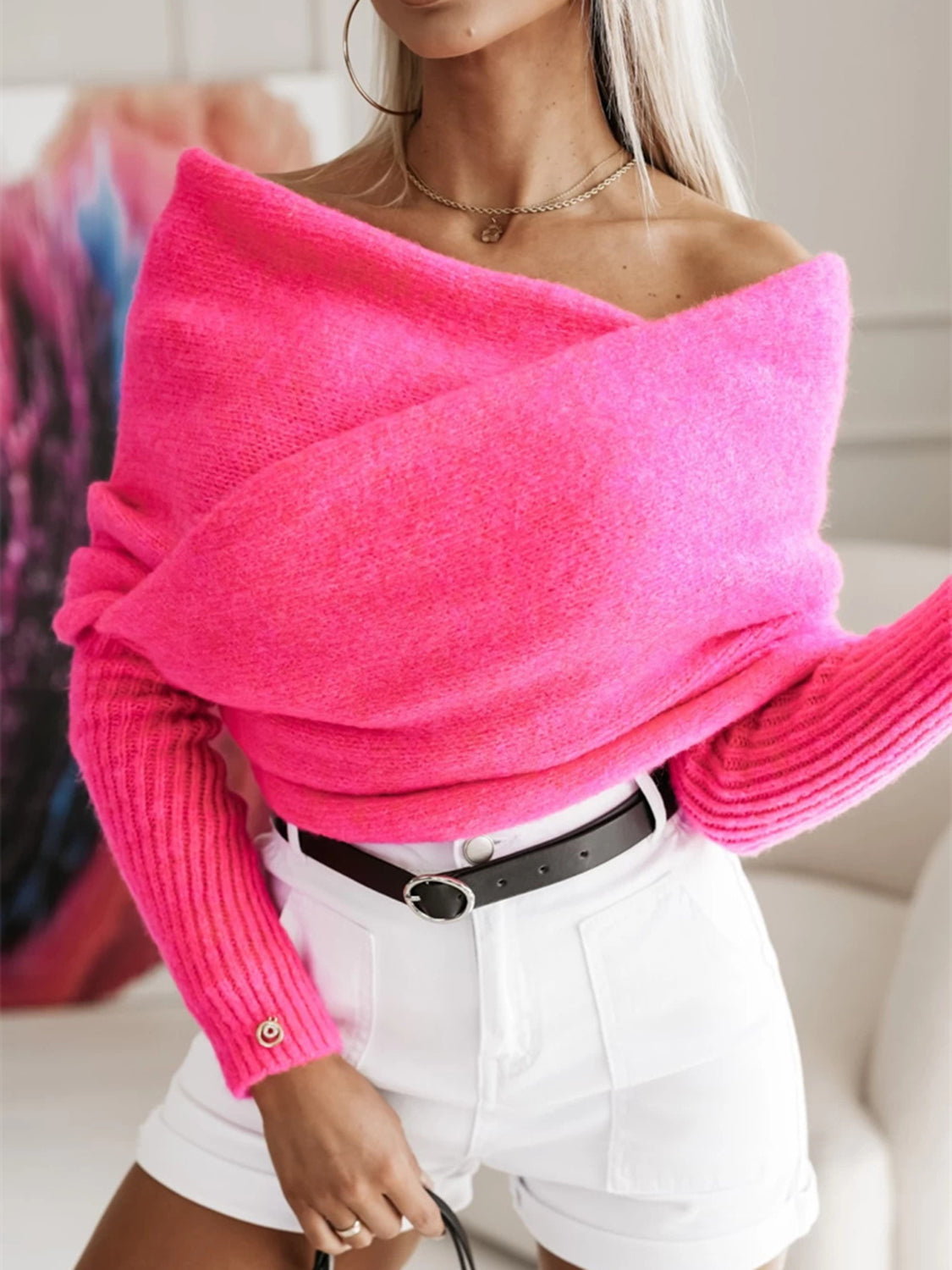 Andrea | Long sleeve cropped knit top