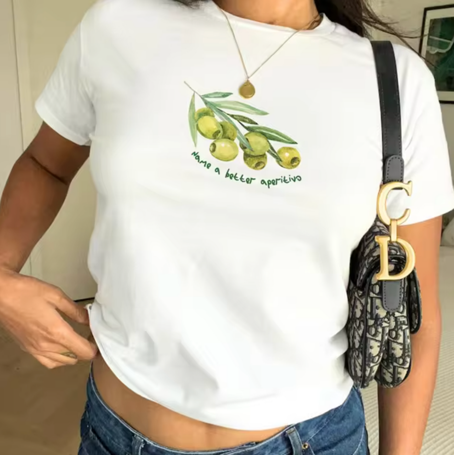 Elena® | Olive Print Crop Top Shirts