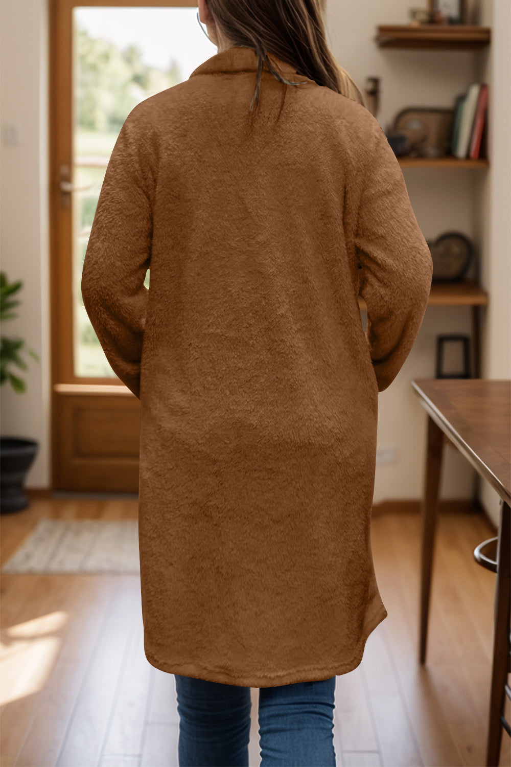 Gertrudis | Full size long sleeve plush one button coat
