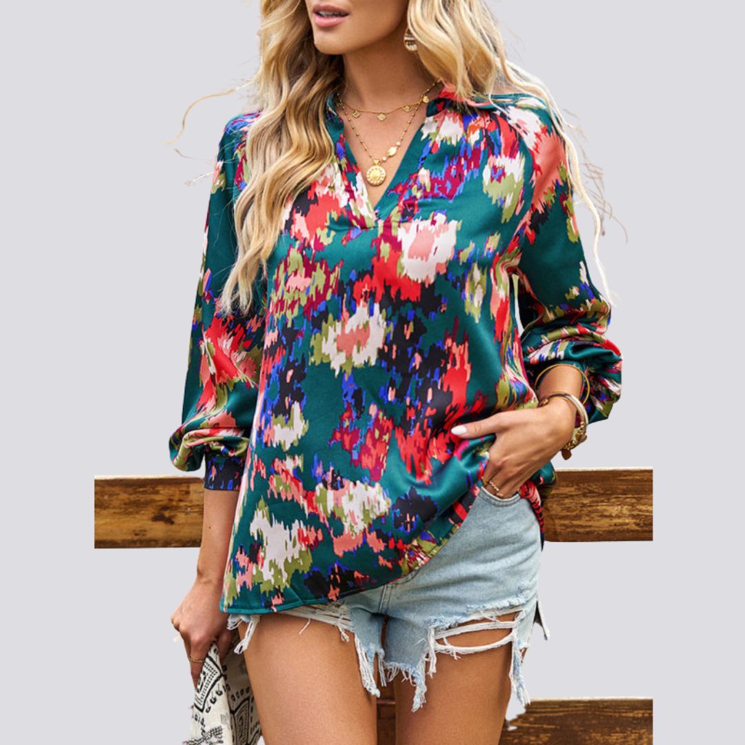 Lesley® | Blouse With V-Neck And Abstract Print