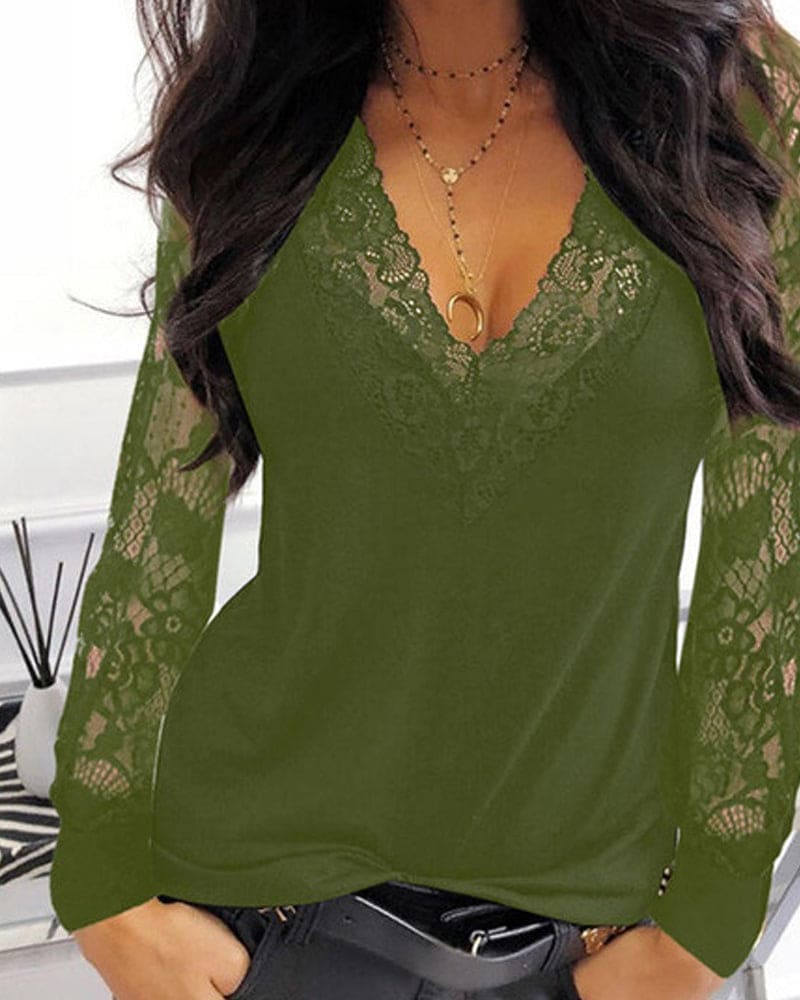 Trinity® | Lace Blouse With V-Neck And Long Sleeves