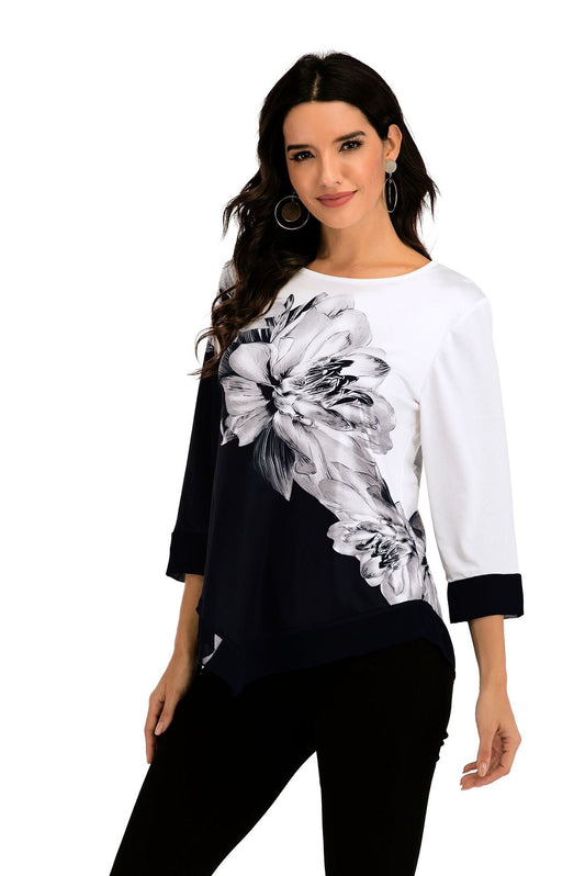 Lourdes® | Stylish Loose Blouse With Irregular Hem