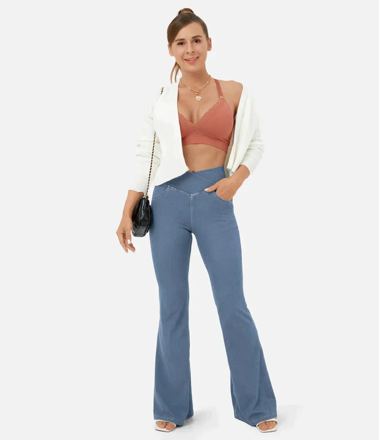 Juana® | Women's high-waisted retro flare pants with crossover waistband