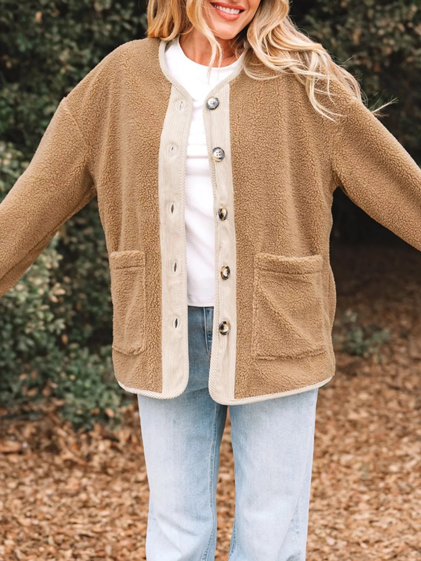 Leanne | Women's Button-Front Sherpa Teddy Jacket