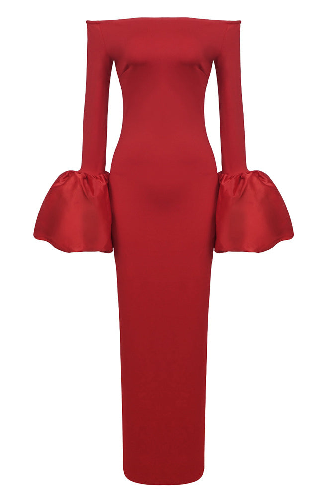 Mariana® | Solid-Colored Lantern-Sleeve Dress