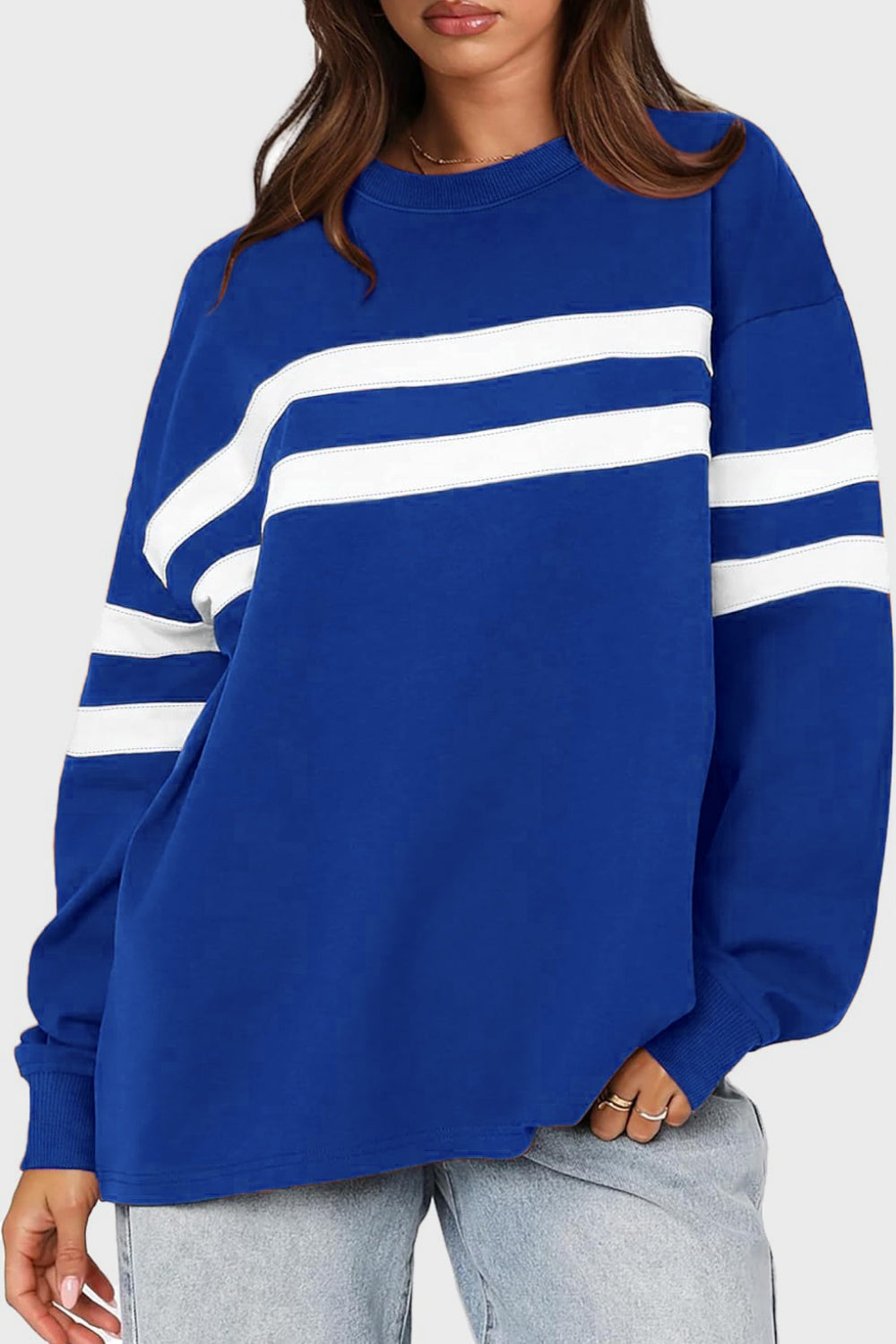 Sandra | Lovelet striped sweatshirt with a crew neck and dropped shoulders