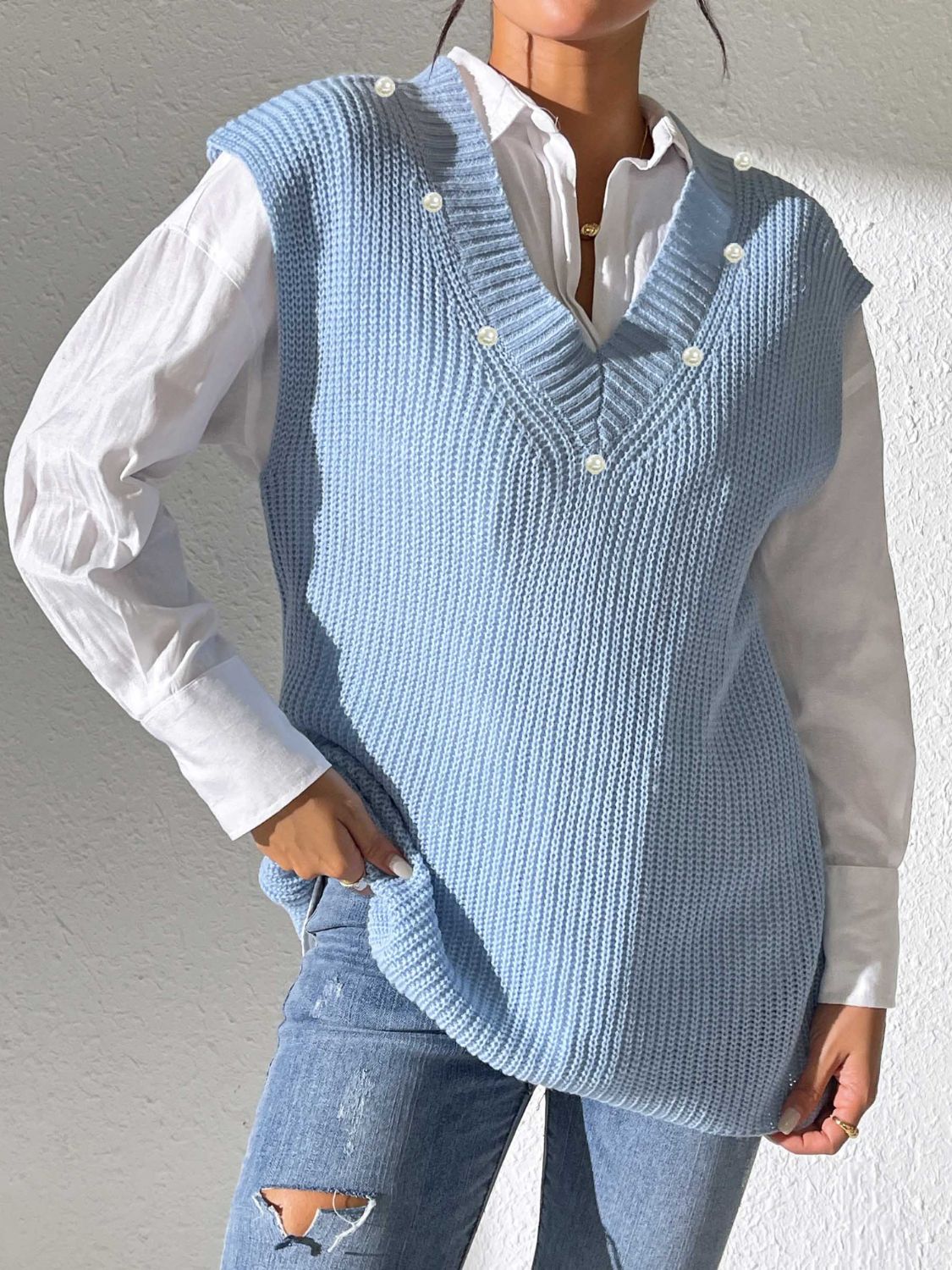 Beatriz | Beaded V-neck sweater vest