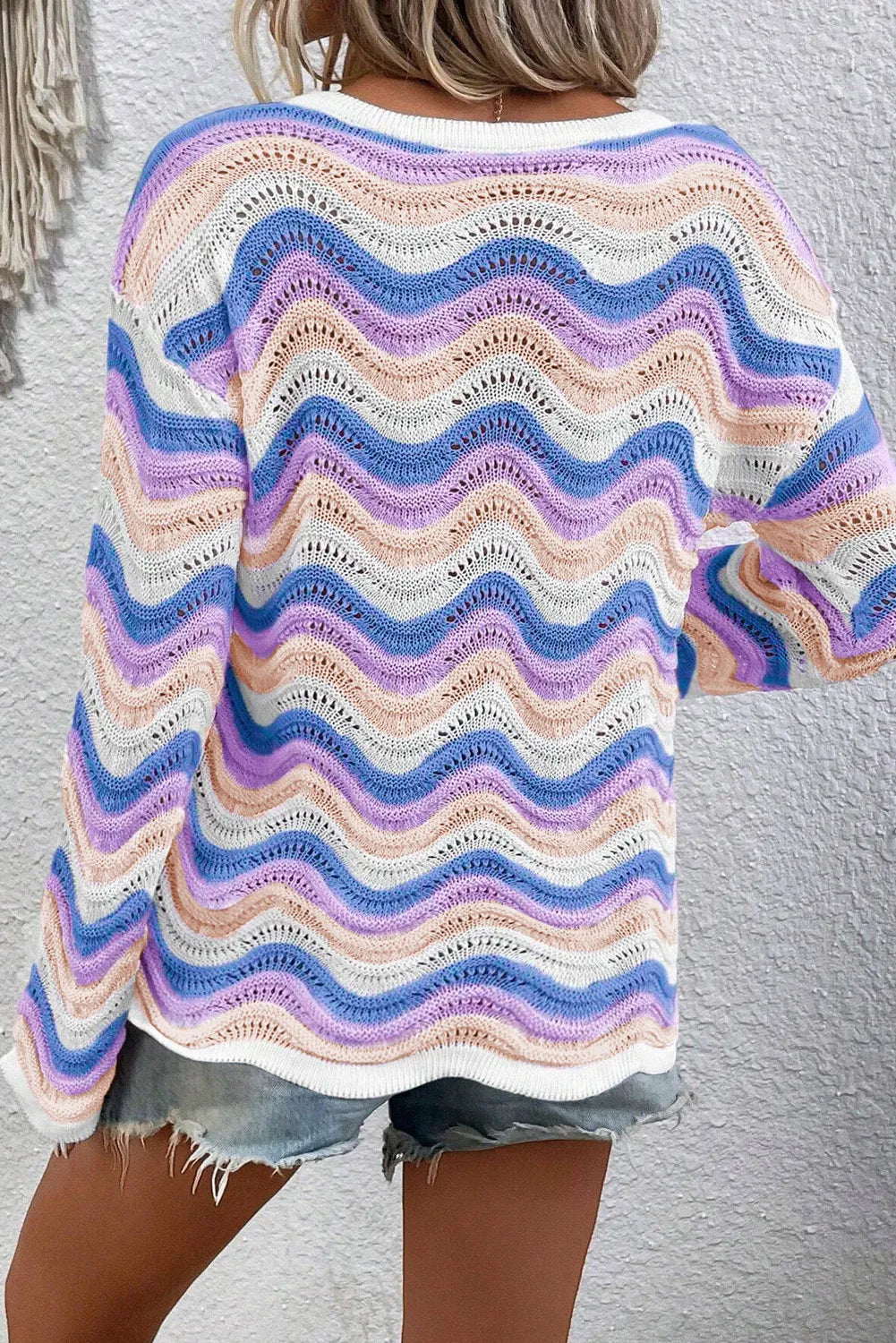 Elisa | Long-sleeved sweater with contrasting wavy stripe