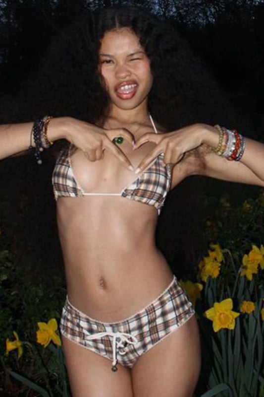 Plaid Halter Bikini Set