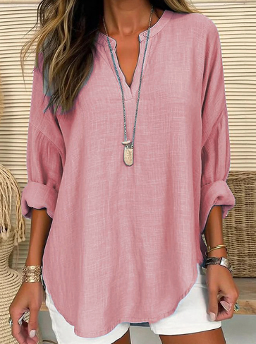 Teresa® | Agnes – Chemise Commuter of high quality with col en V en coton et lin