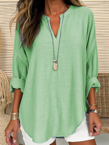 Teresa® | Agnes – Chemise Commuter of high quality with col en V en coton et lin