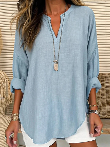 Teresa® | Agnes – Chemise Commuter of high quality with col en V en coton et lin