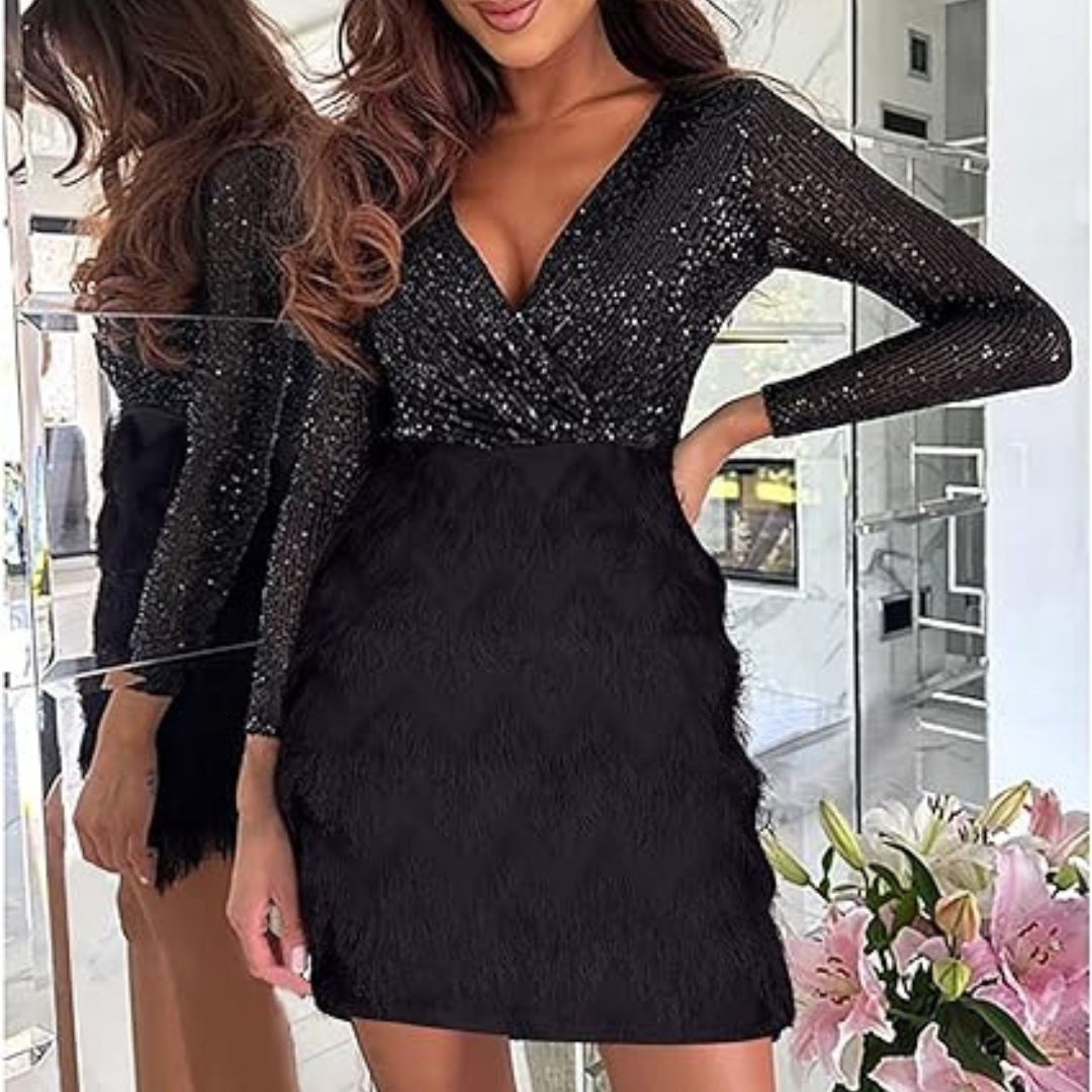 Celia® | Sequin Dress With V-Neck