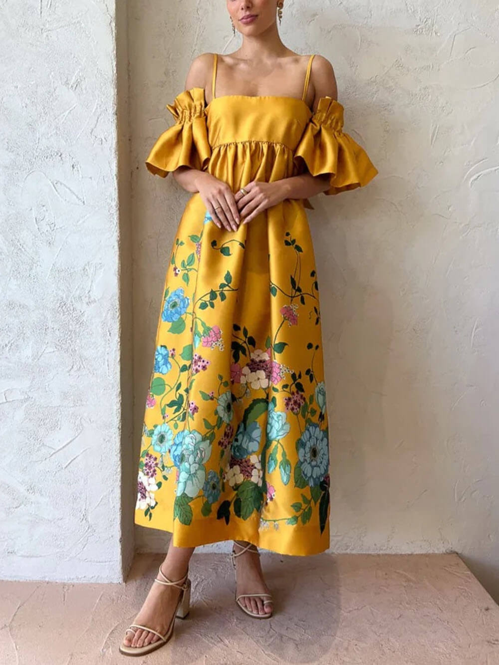 Fiora® | Dress With Marigold Flower Sleeves