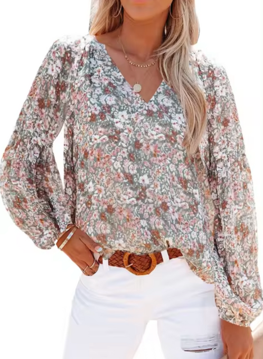 Ellie® | Floral Print Chiffon Blouse