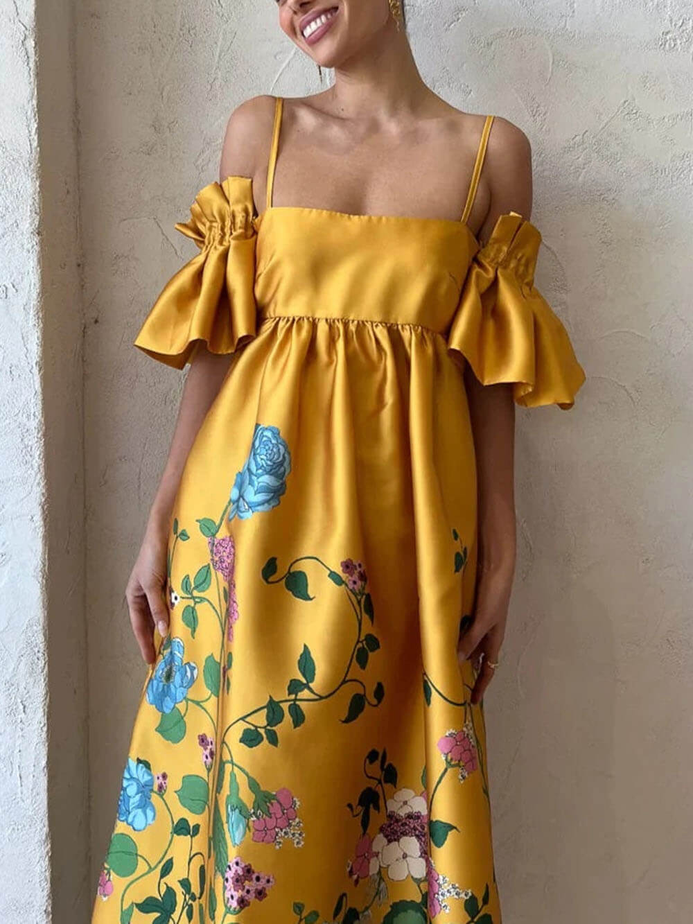 Fiora® | Dress With Marigold Flower Sleeves