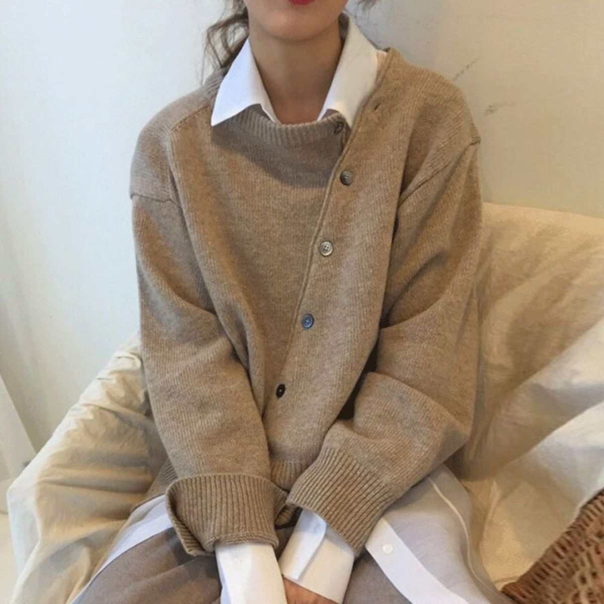 Cristina® | Comfortable wrap jacket with playful button placket