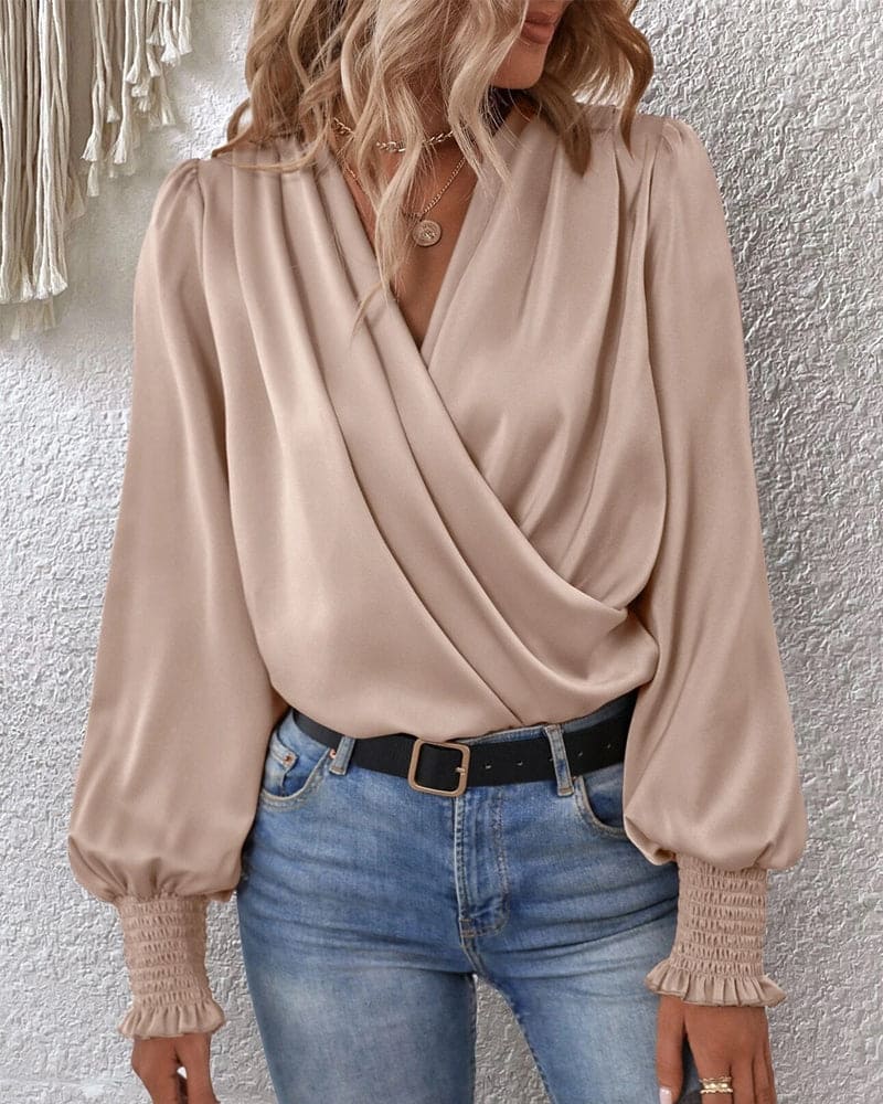Natasha® | Elegant Long-Sleeved V-Neck Blouse