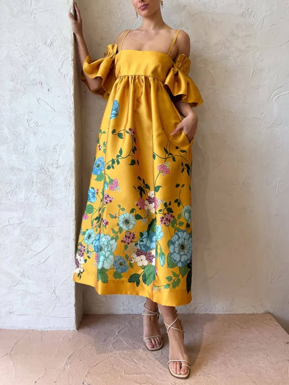 Fiora® | Dress With Marigold Flower Sleeves