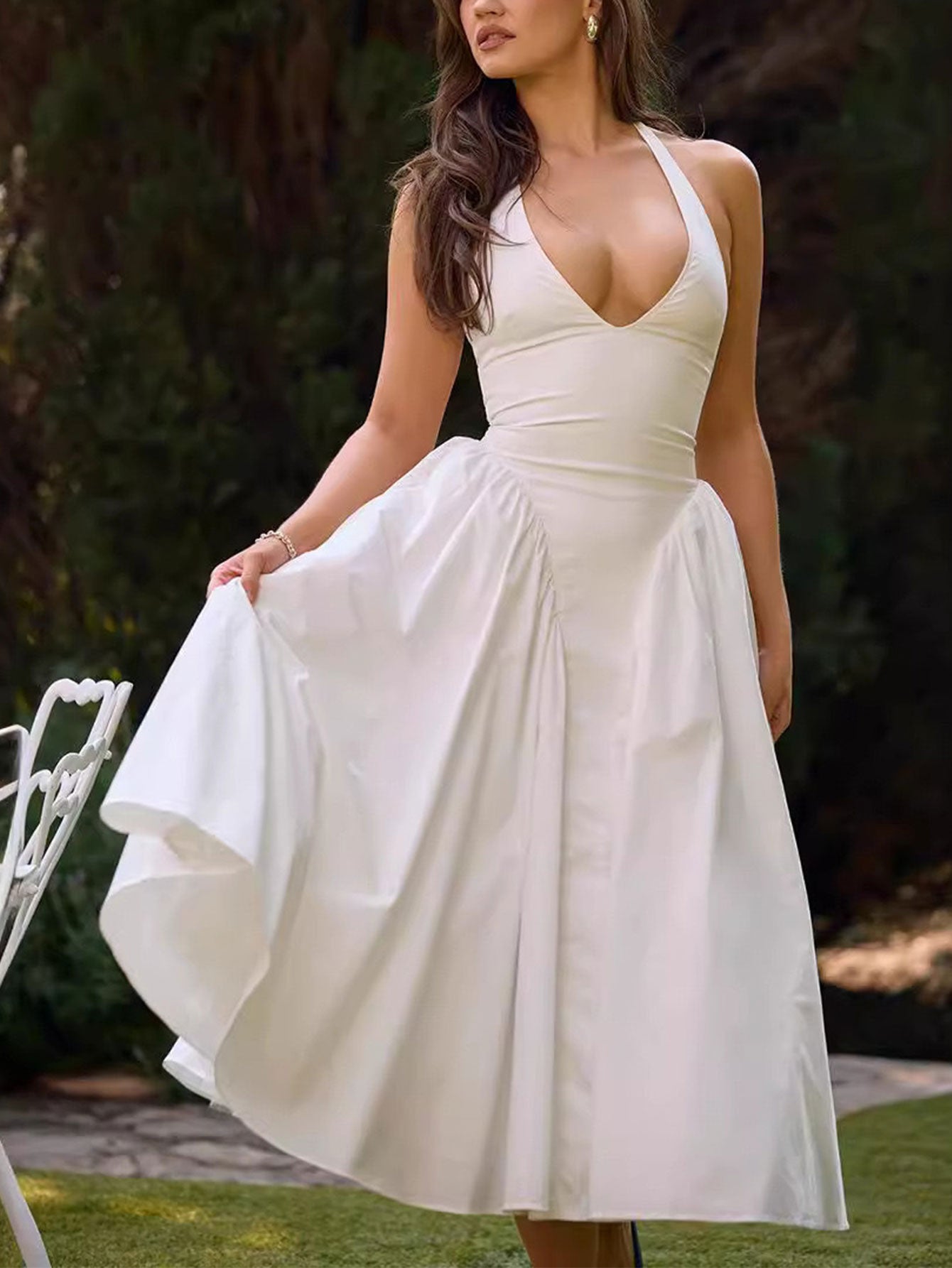 Naomi® | Midi Dress With Deep V-Neck