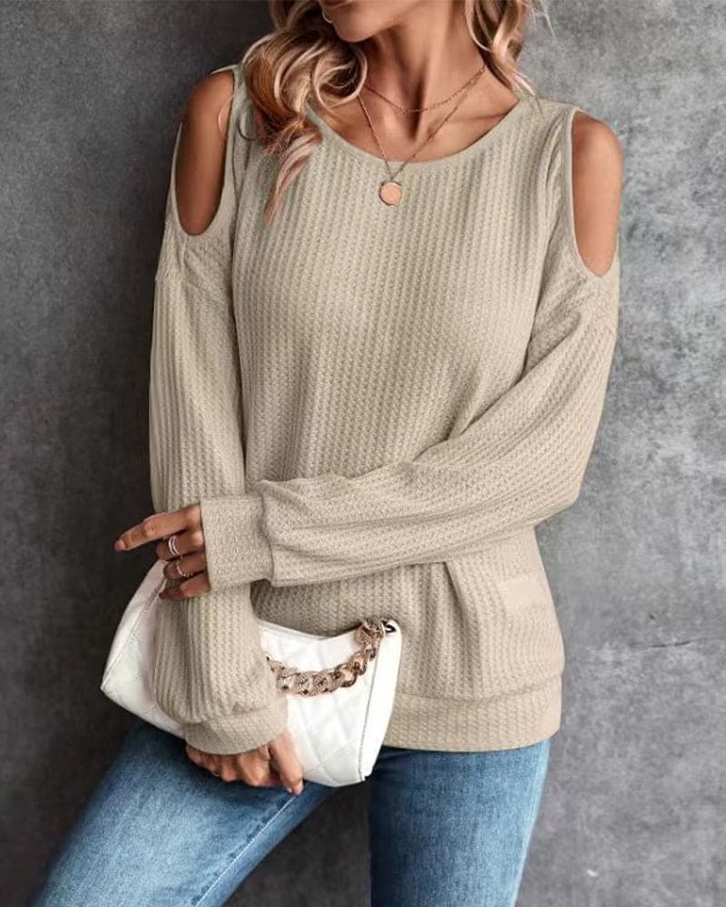 Nicole® | Casual Long Sleeve Off Shoulder Sweater