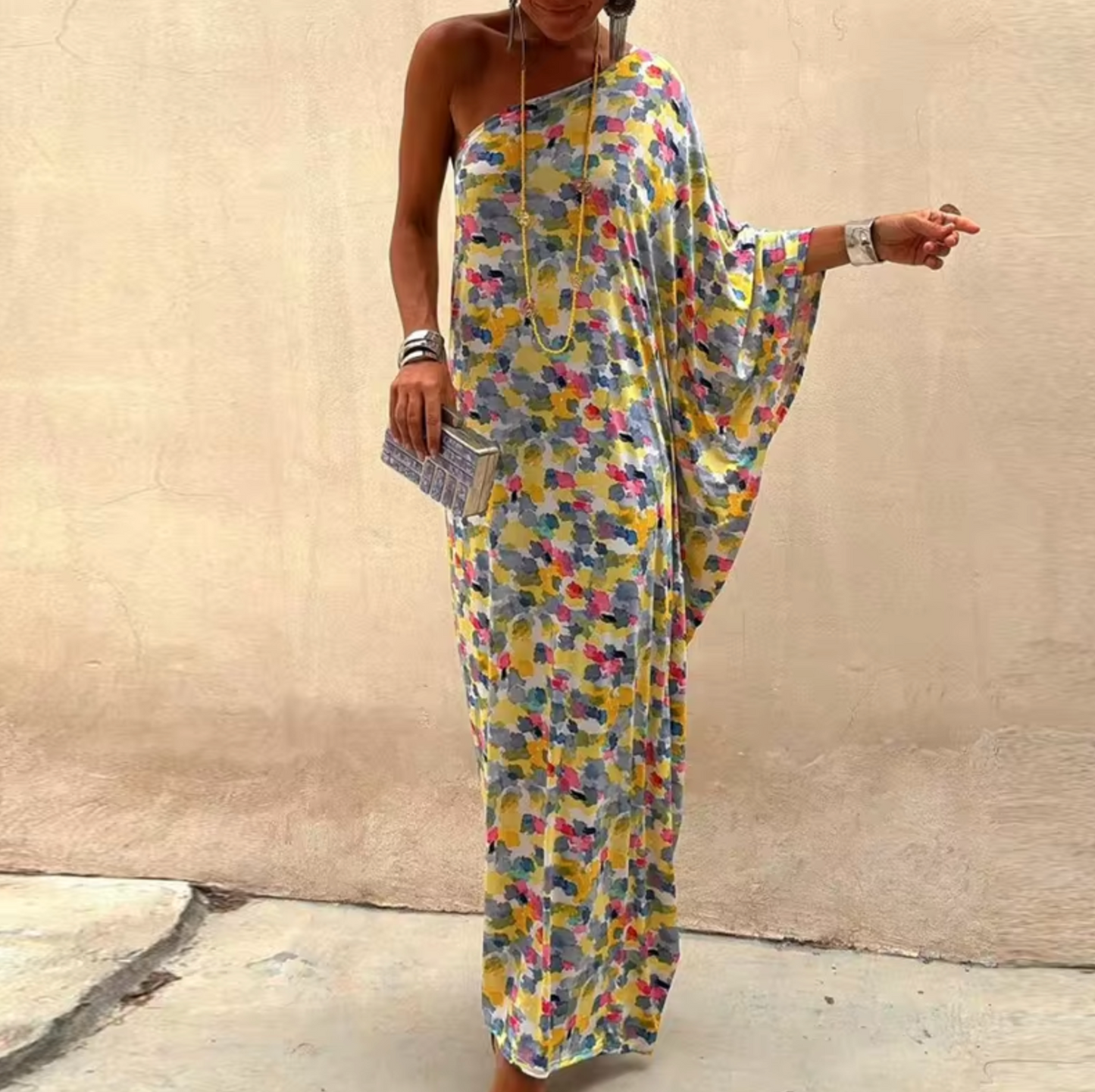 Rosetta® | Floral Print One Shoulder Maxi Dress