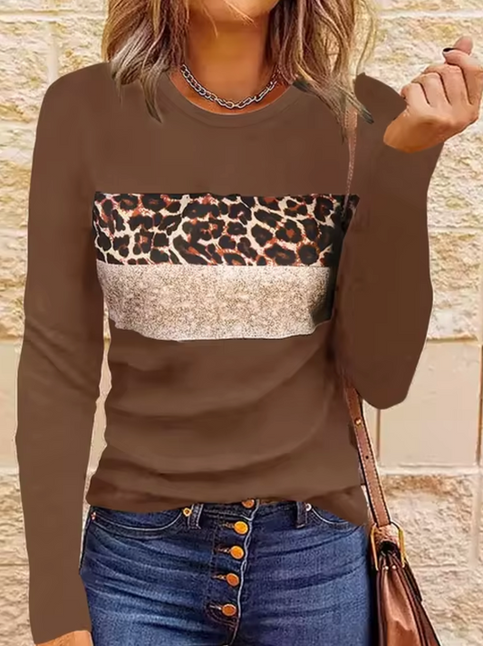 Guadalupe | Long sleeve leopard print t-shirt