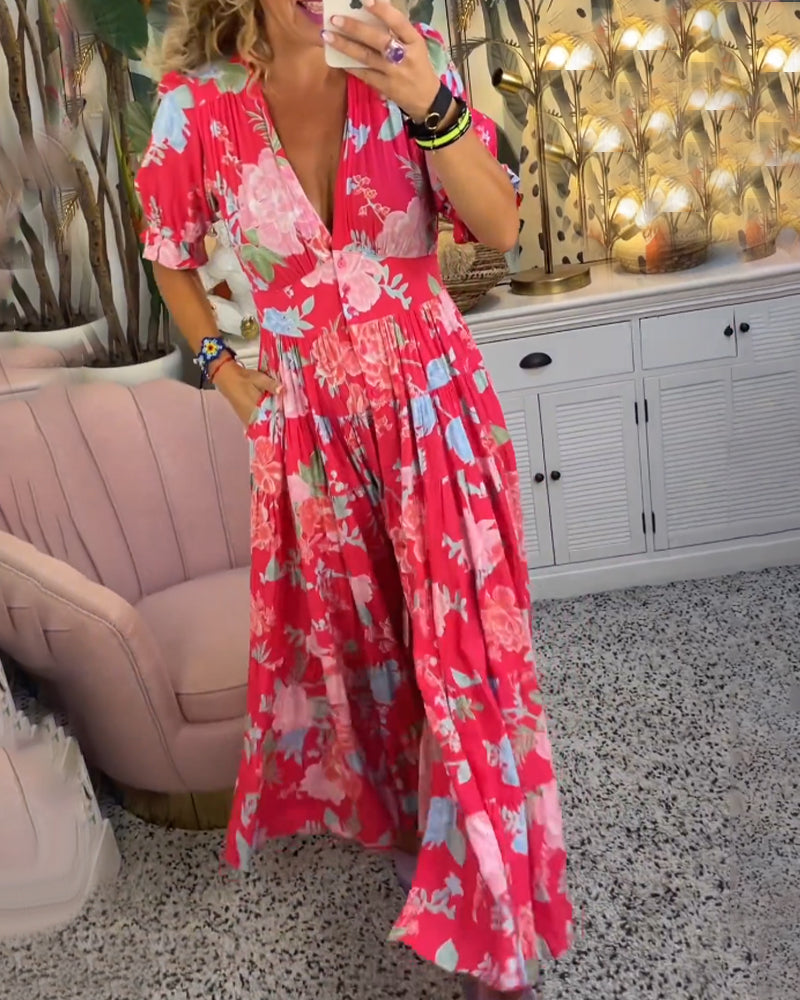 Tania® | Floral Dress A-Line Puff Sleeves