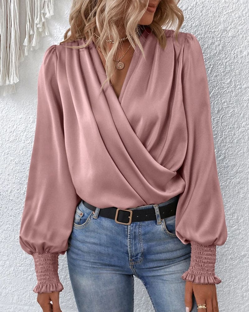 Natasha® | Elegant Long-Sleeved V-Neck Blouse