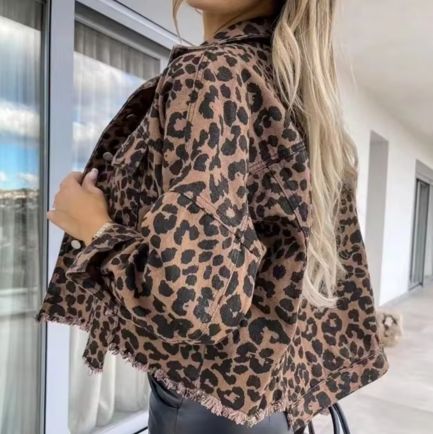 Emilia | Leopard print denim coat
