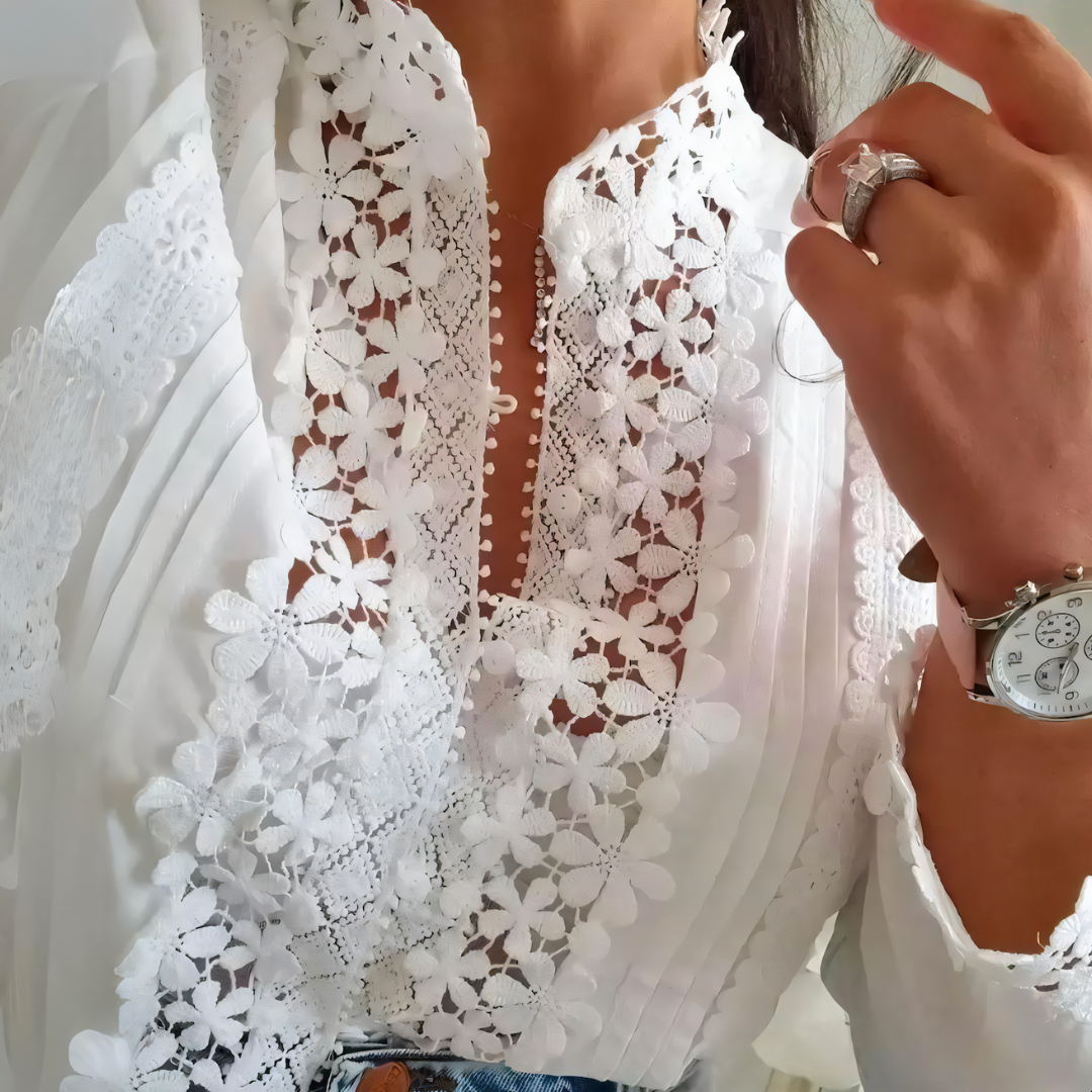 Isabelle® | Floral Blouse With Lace Pattern