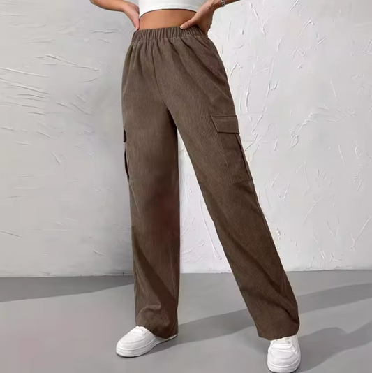 Pilar | Wide-leg corduroy cargo pants