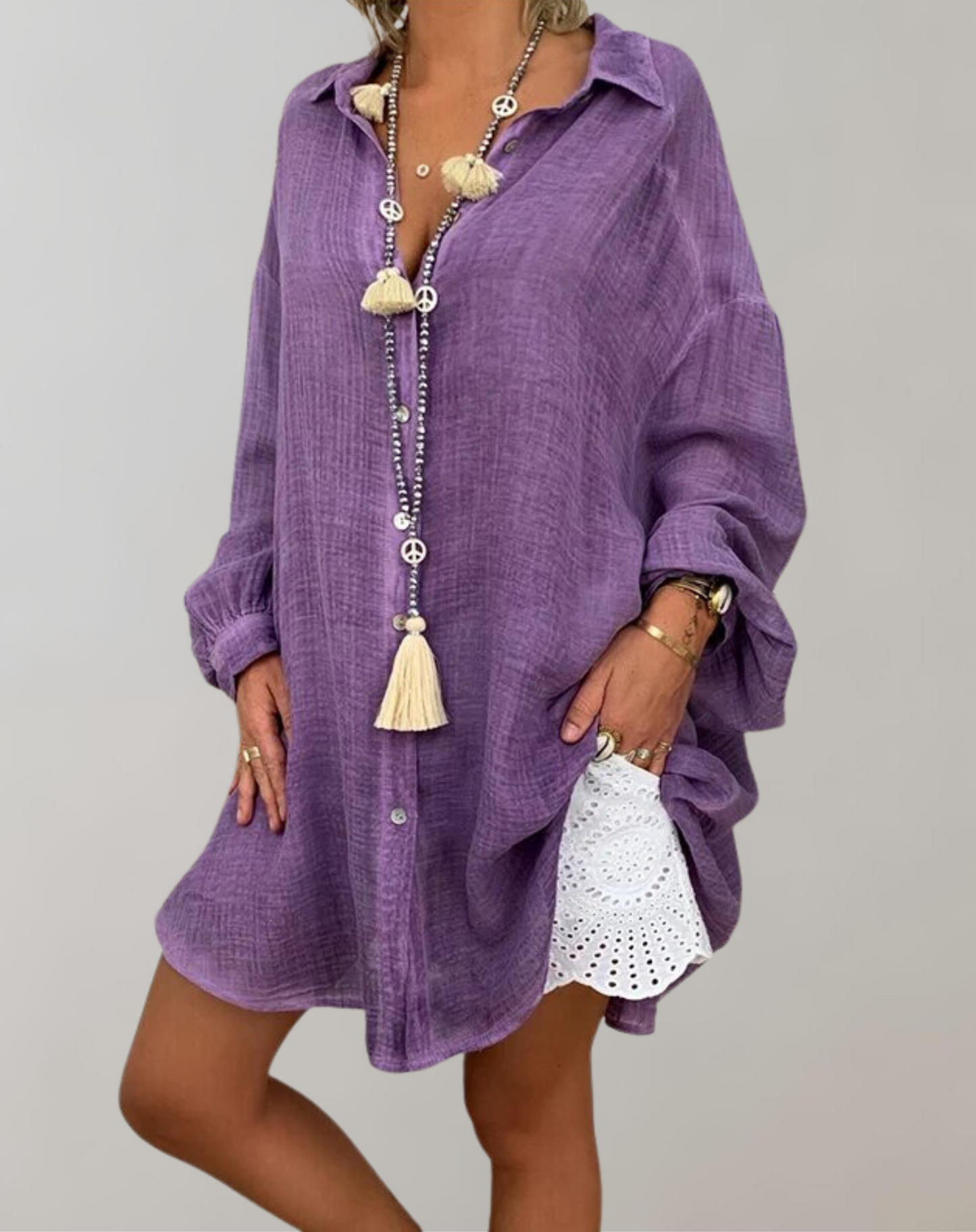 Paula® | Long-Sleeved Linen Shirt In Plus Sizes