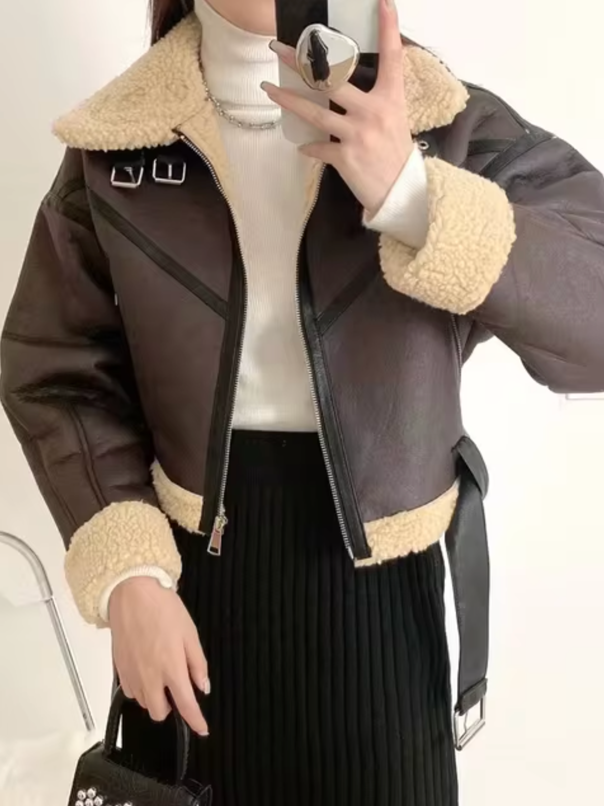 Matilde | Leather fleece jacket