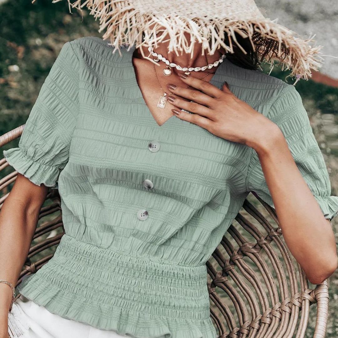 Keyla® | Blouse With Button Closure And Peplum