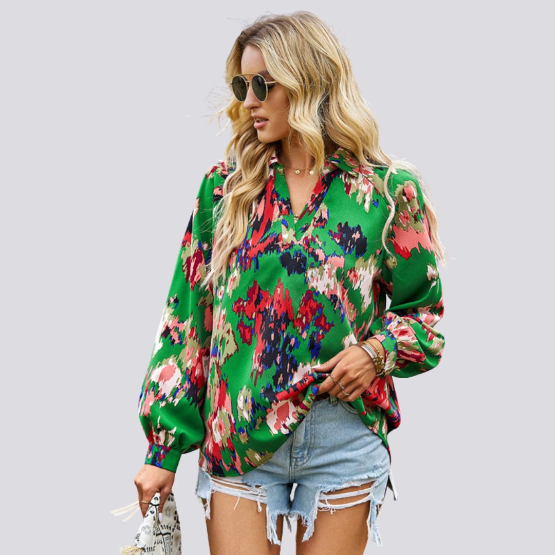Lesley® | Blouse With V-Neck And Abstract Print