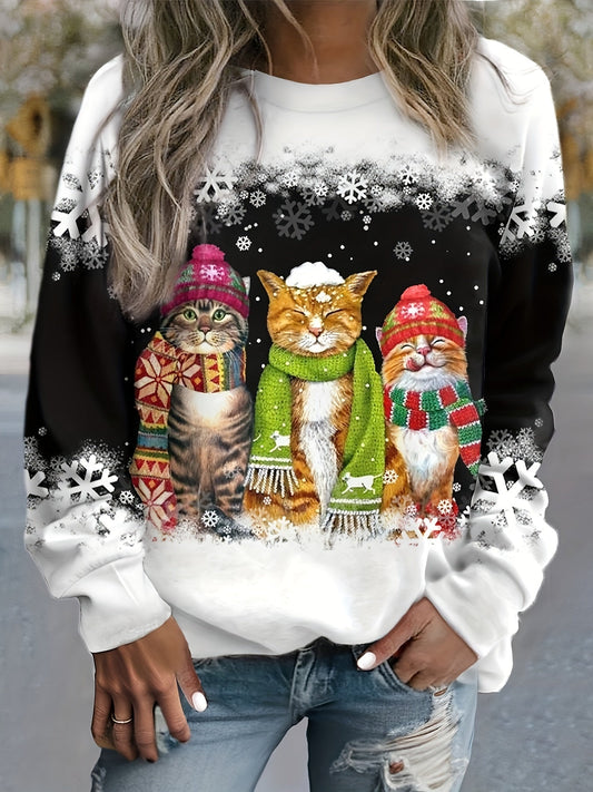 Lourdes® | WARM WINTER TOP WITH SNOW CAT PRINT