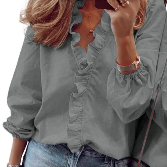 Amalberga® | Women'S Ruffle Top With Elastic Band Sleeves
