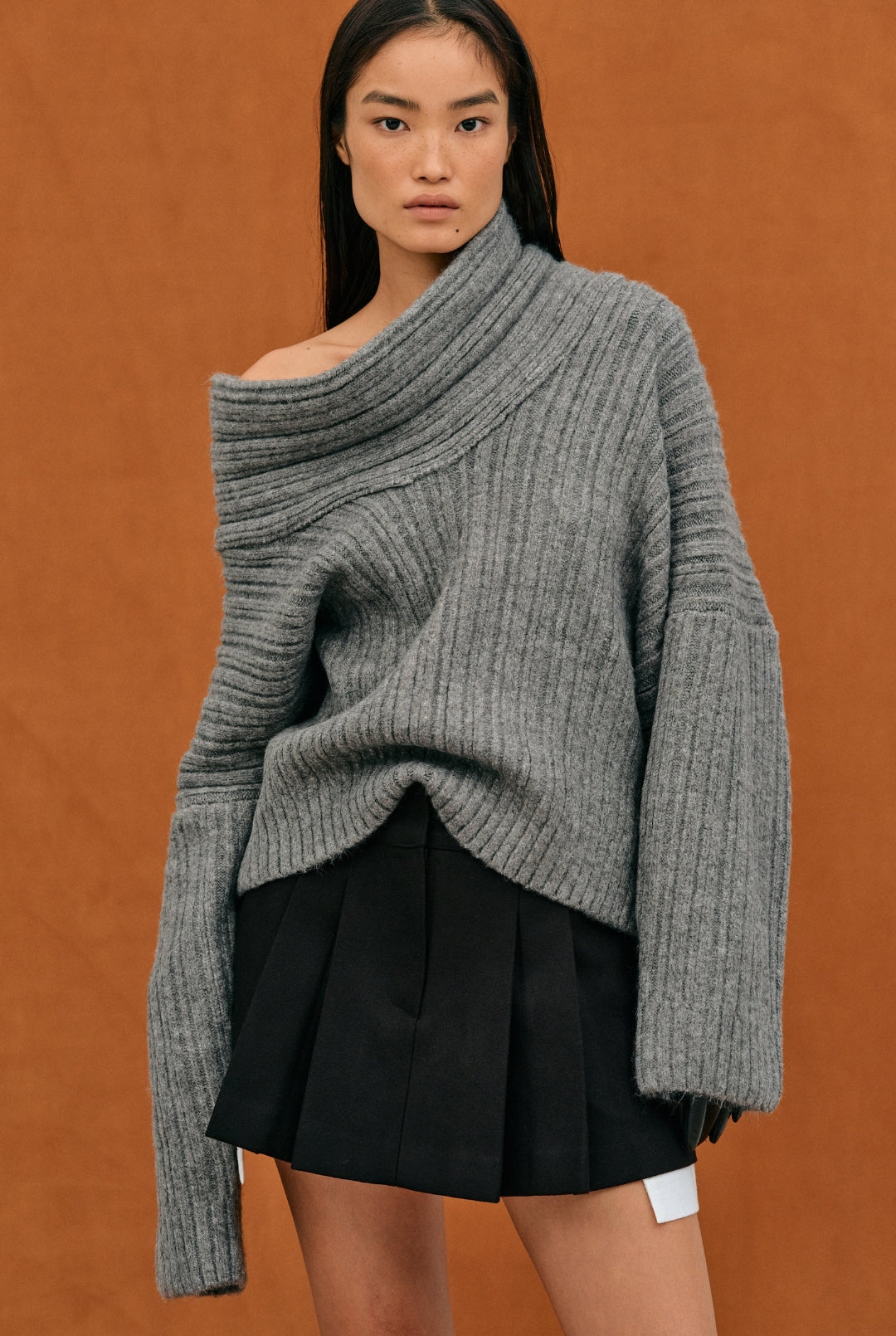 Xiomara® | Pull oversize for women with rouleau haut Tricoté